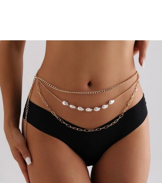 Ceinture chaîne perlée élégante