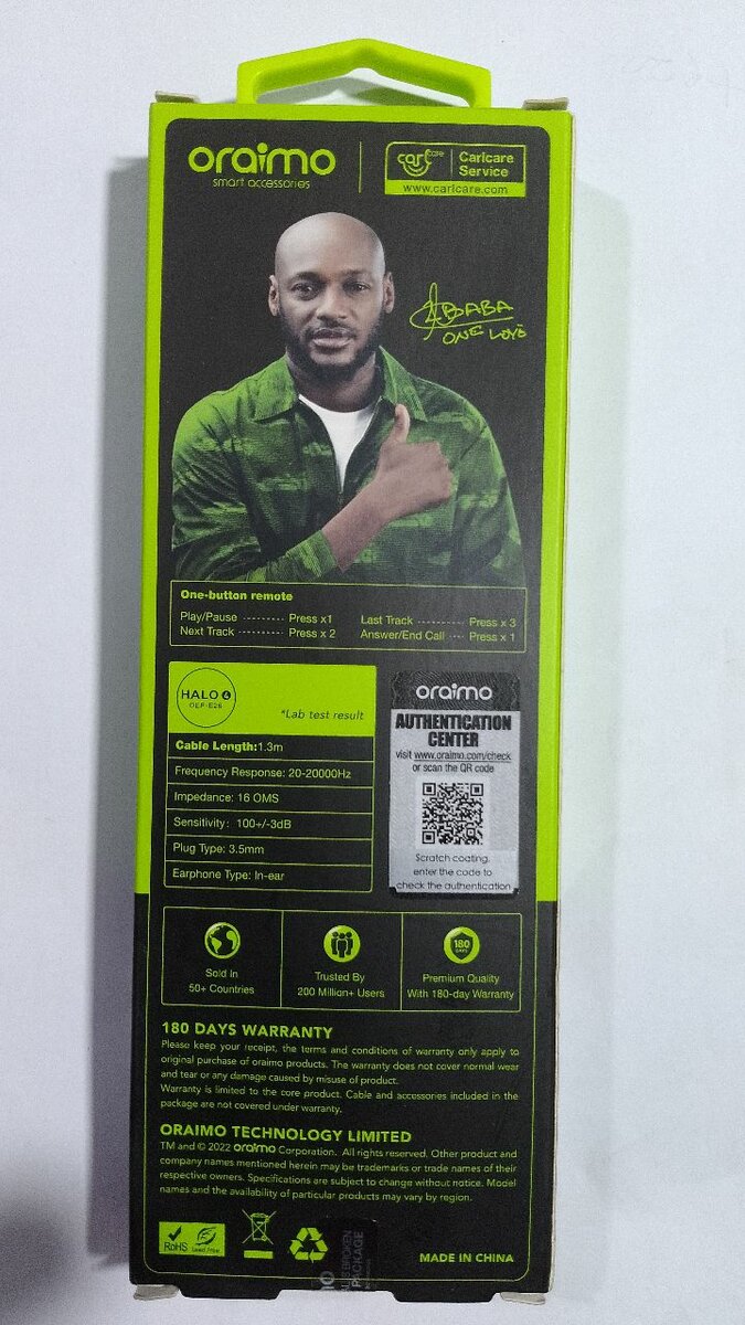 Écouteurs filiaire ORAIMO E26 noir original