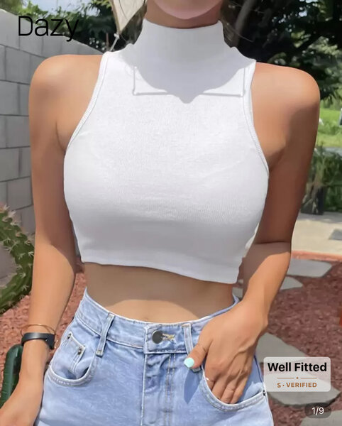 Débardeur Blanc Col Montant