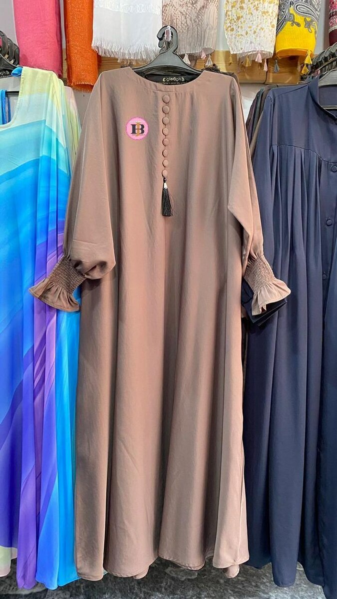 Elastic sleeves abaya