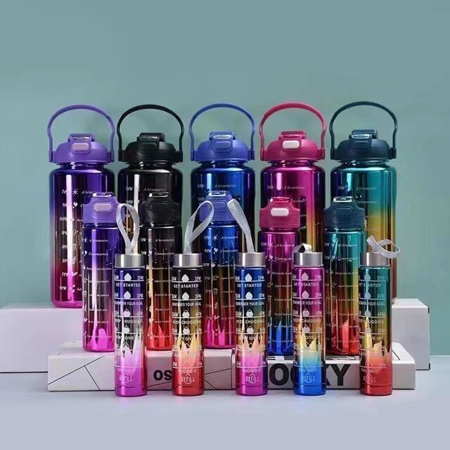 Three Piece Set of Plastic Water Bottle