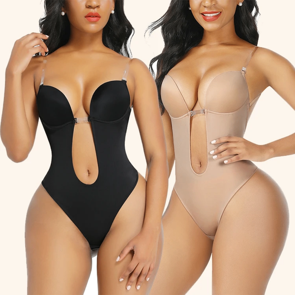(M-2xL) Bodysuit Strap sleeve trimmer thong body shaper