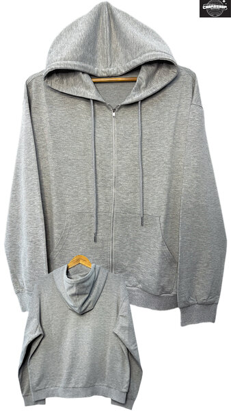 Sweat à capuche zippé gris