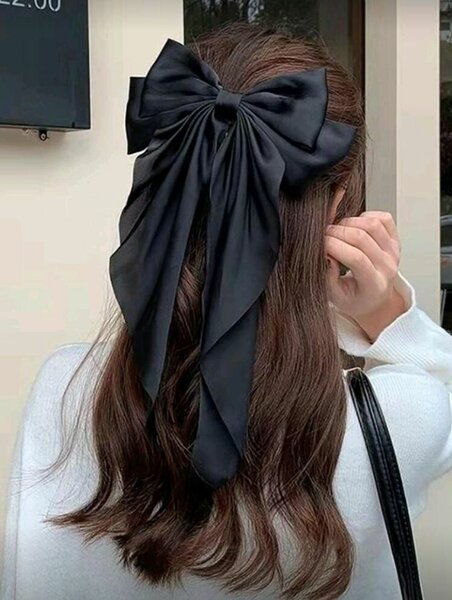 Grande barrette nœud noir chic
