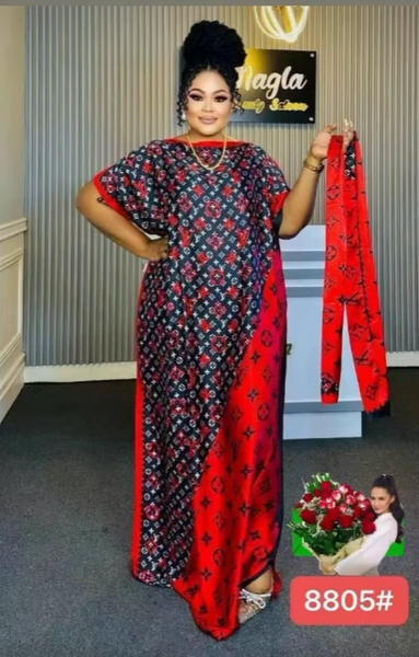 Women's Long Dress with Print and Headband