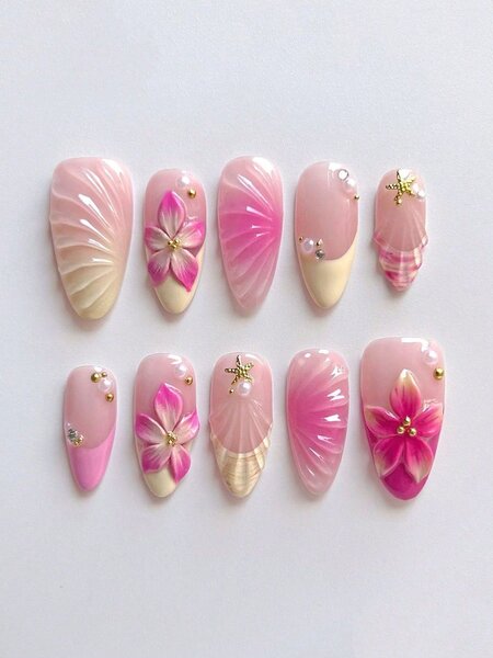 Ongles Press-Ons Floraux