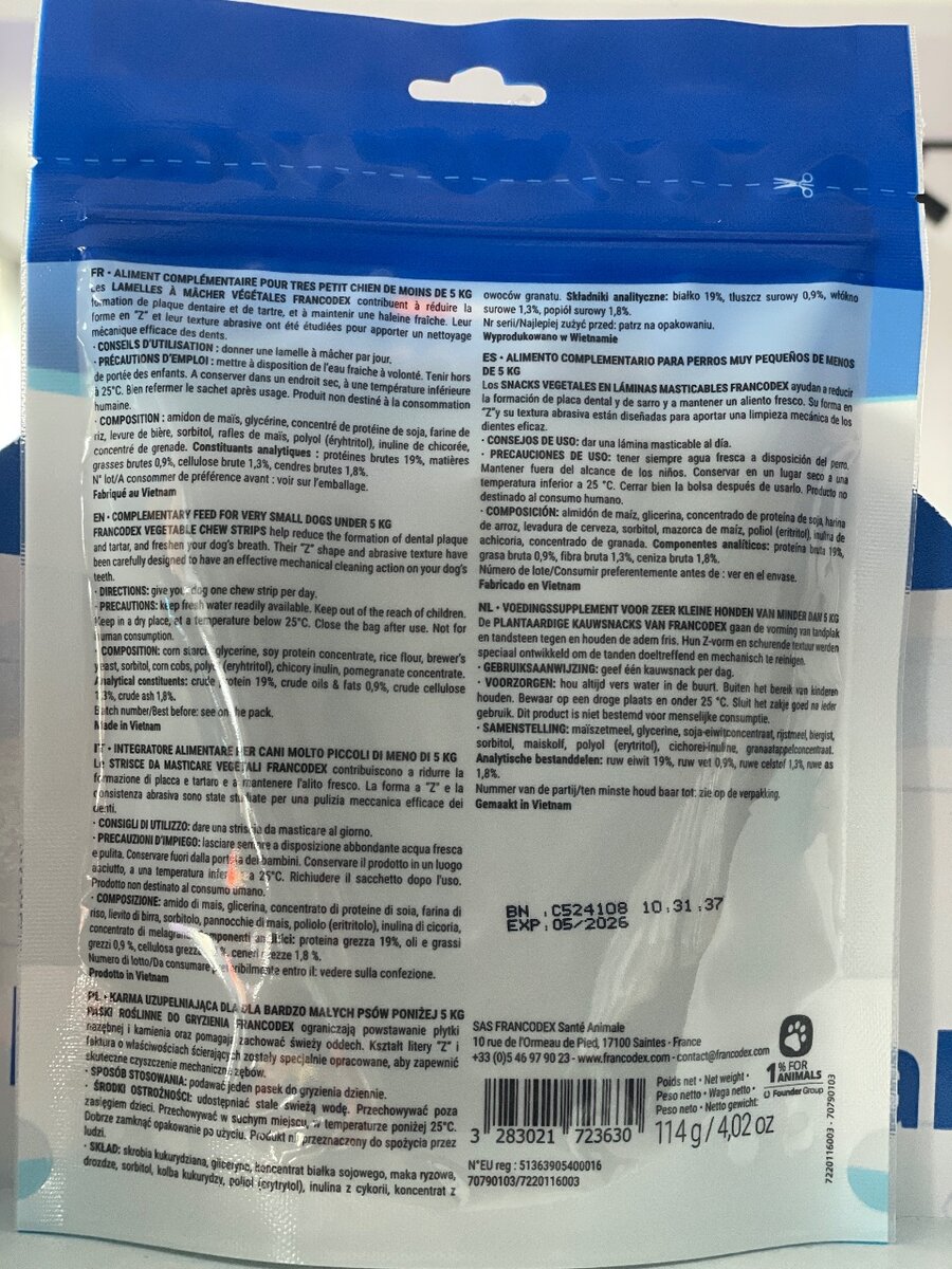 Lamelles à mâcher dentaires