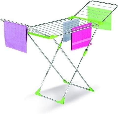 Séchoir à linge pliable - Vert et argent