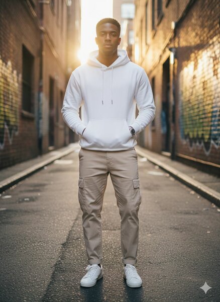 Hoodie blanc unisexe avec imprimé artistique