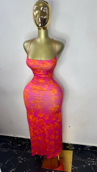 Robe dos nu florale femme