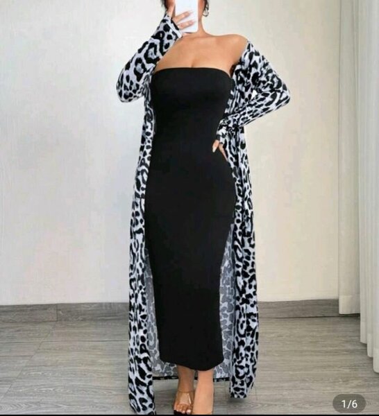 Robe Noire Évasée Léopard