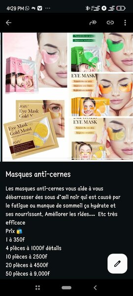 Masques anti-cernes