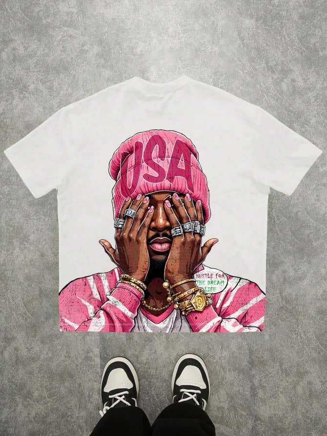 Men Graphic T-Shirt USA Print Casual Tee