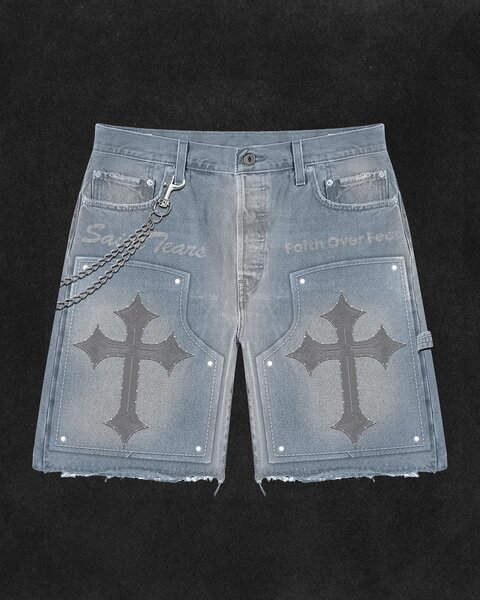 Shorts en denim avec croix