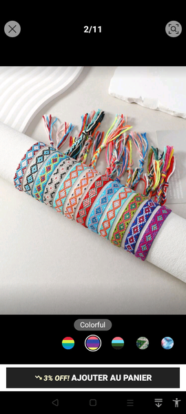 Bracelets tissés colorés