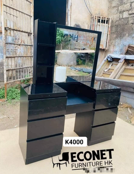 Black dressing table with mirror