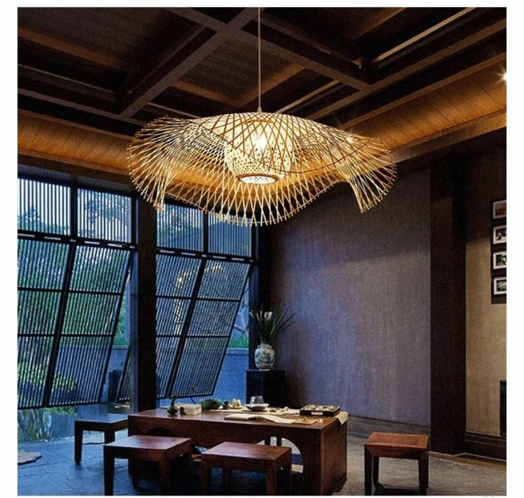 CREATIVE HAND-WOVEN BAMBOO CEILING LIGHT CHANDELIER