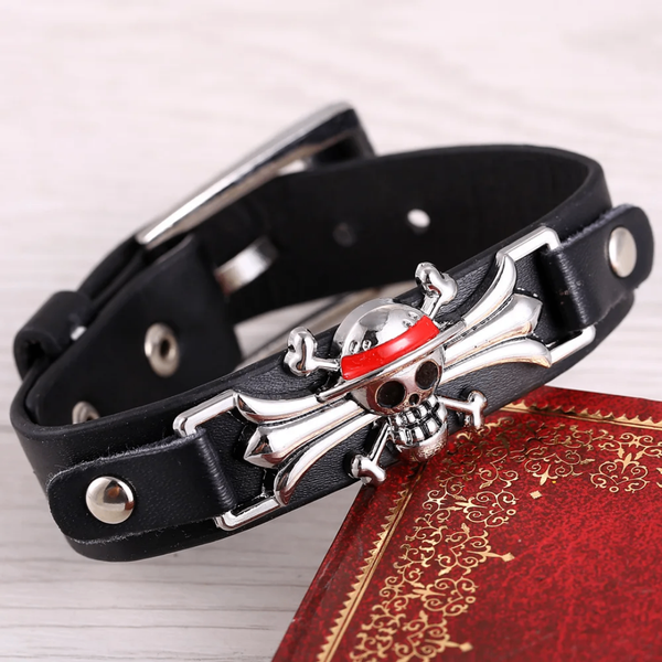 Bracelet en cuir crâne punk