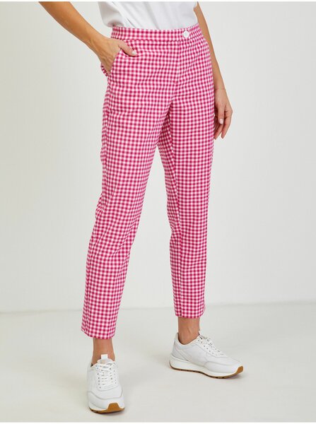 Pantalon à carreaux rose