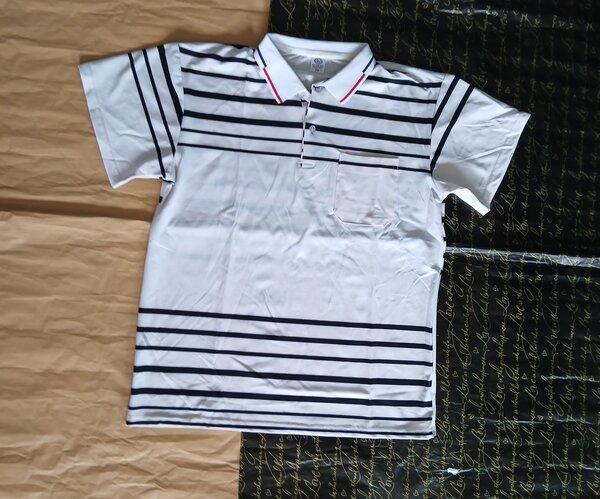 Polo homme blanc rayé