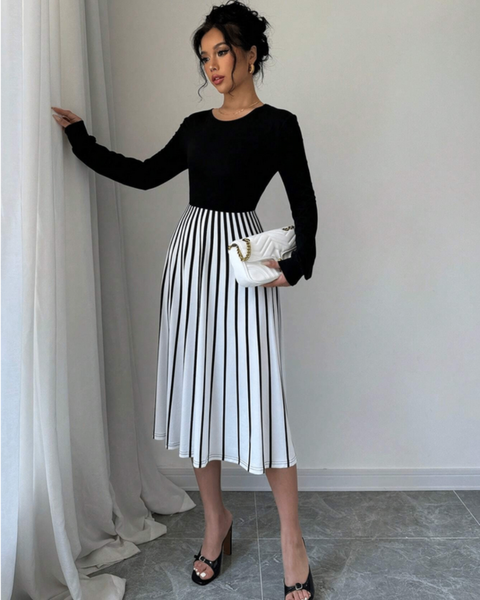 Robe rayée élégante femme