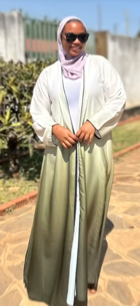 Abaya white and green