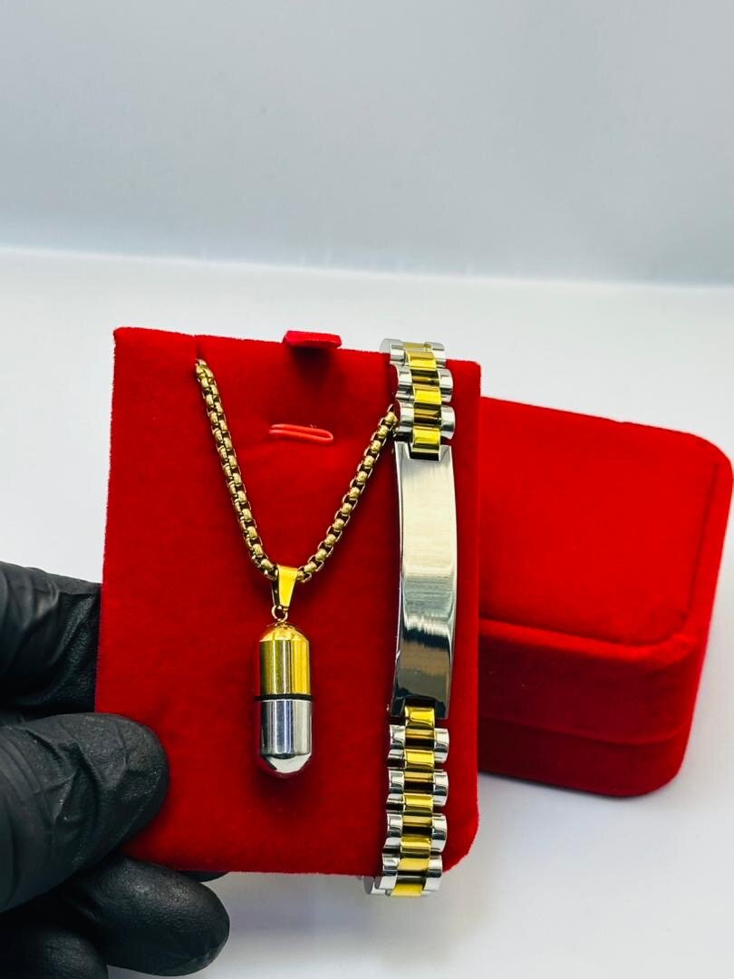 Set bracelet et pendentif homme