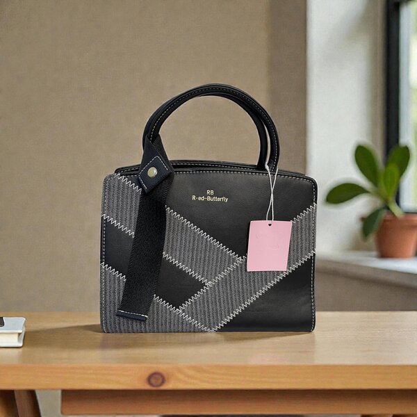 Sac à main noir et gris Red Butterfly