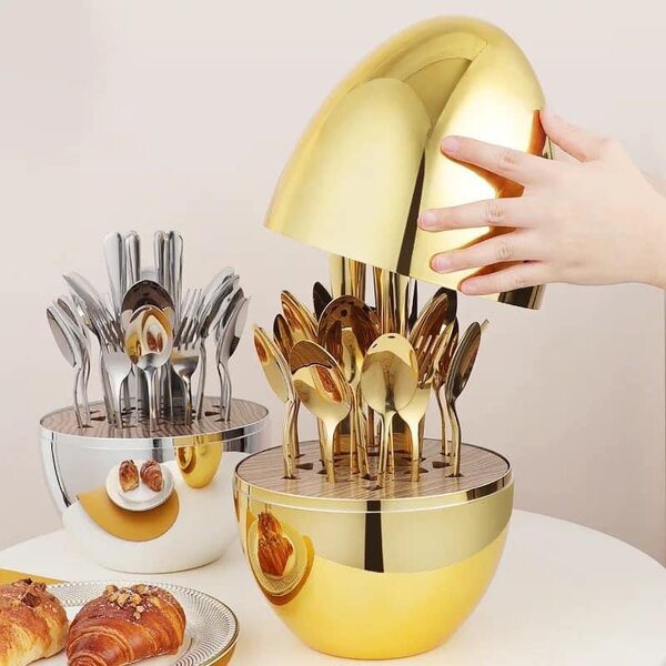Egg shape cutlery set 24pcs