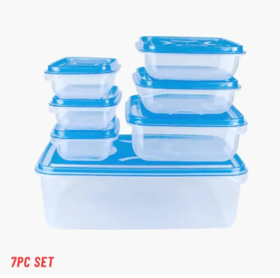 Pack of 7 Thumb Lock Transparent Rectengular Bowl set