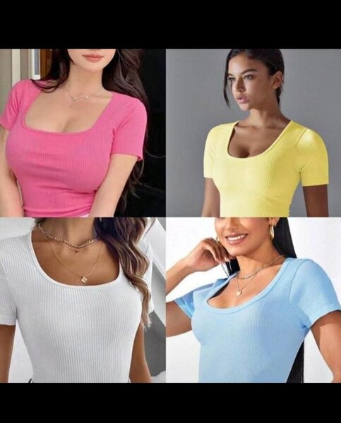 T-shirt à col carré pour femme