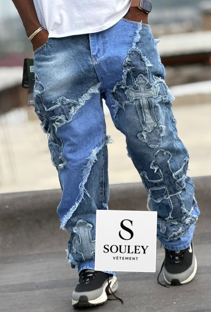 Jean décontracté avec broderie pour homme