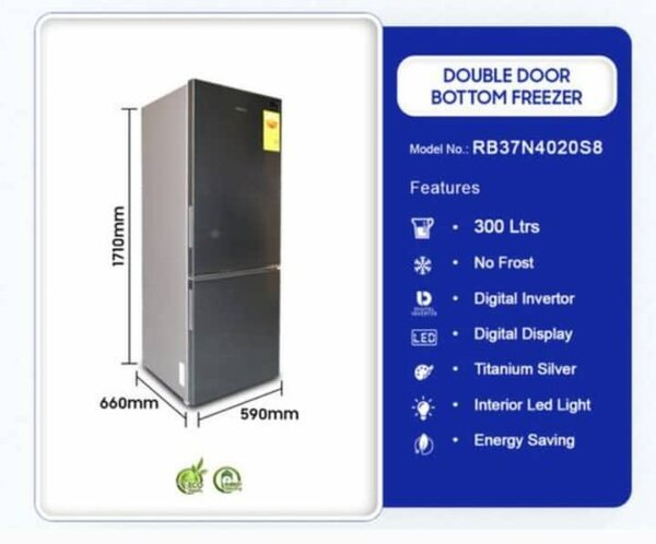 SAMSUNG 300LTR DOUBLE DOOR BOTTOM FREEZER REFRIGERATOR