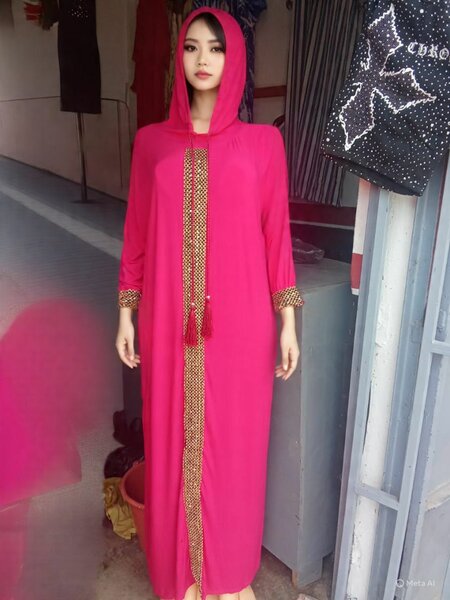 Robe longue à capuche rose élégante