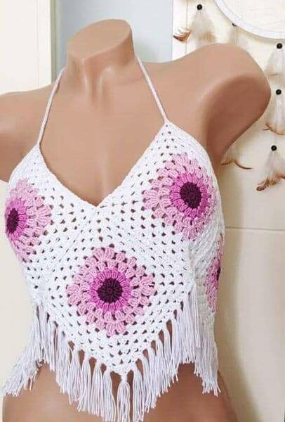 Top granny avec frange