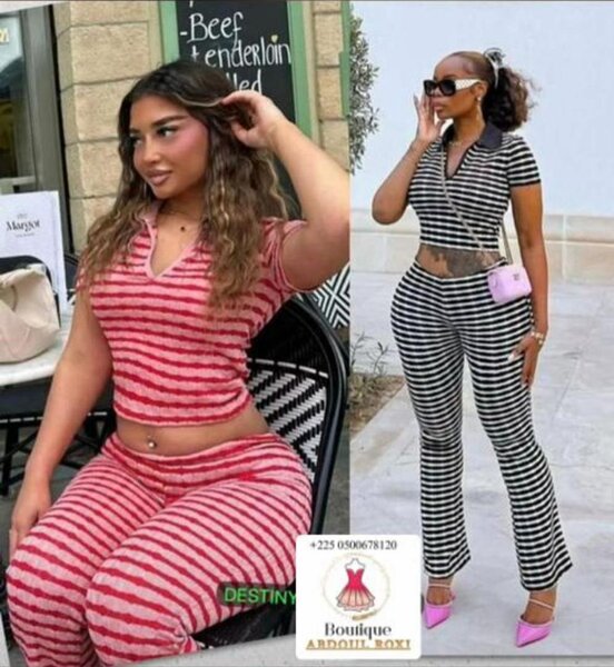 Ensemble rayé décontracté femme