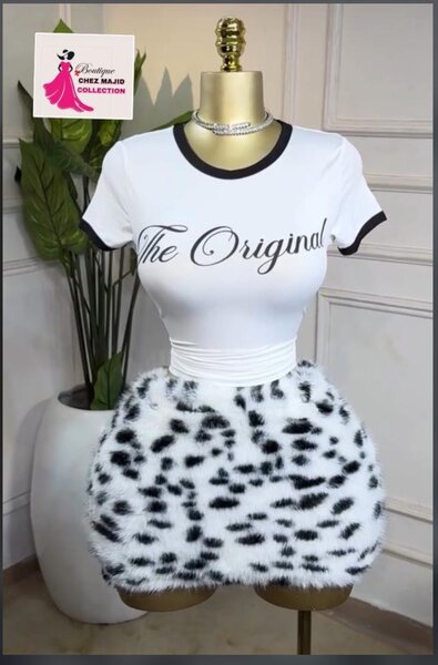 Jupe peluche léopard élégante