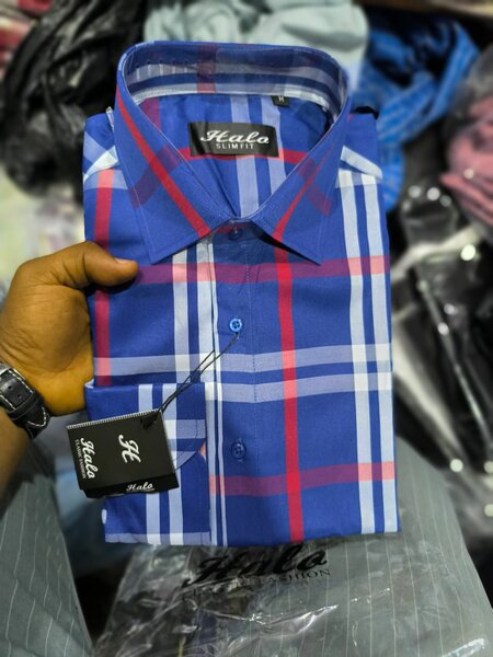 Chemise à carreaux bleu