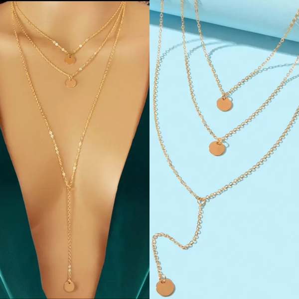 Collier à triple pendentif doré