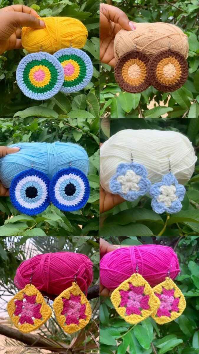 Boucles d'oreilles crochet colorées