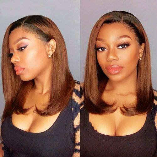 Perruque Courte Pour Femmes Naturelle Marron Avec Closure