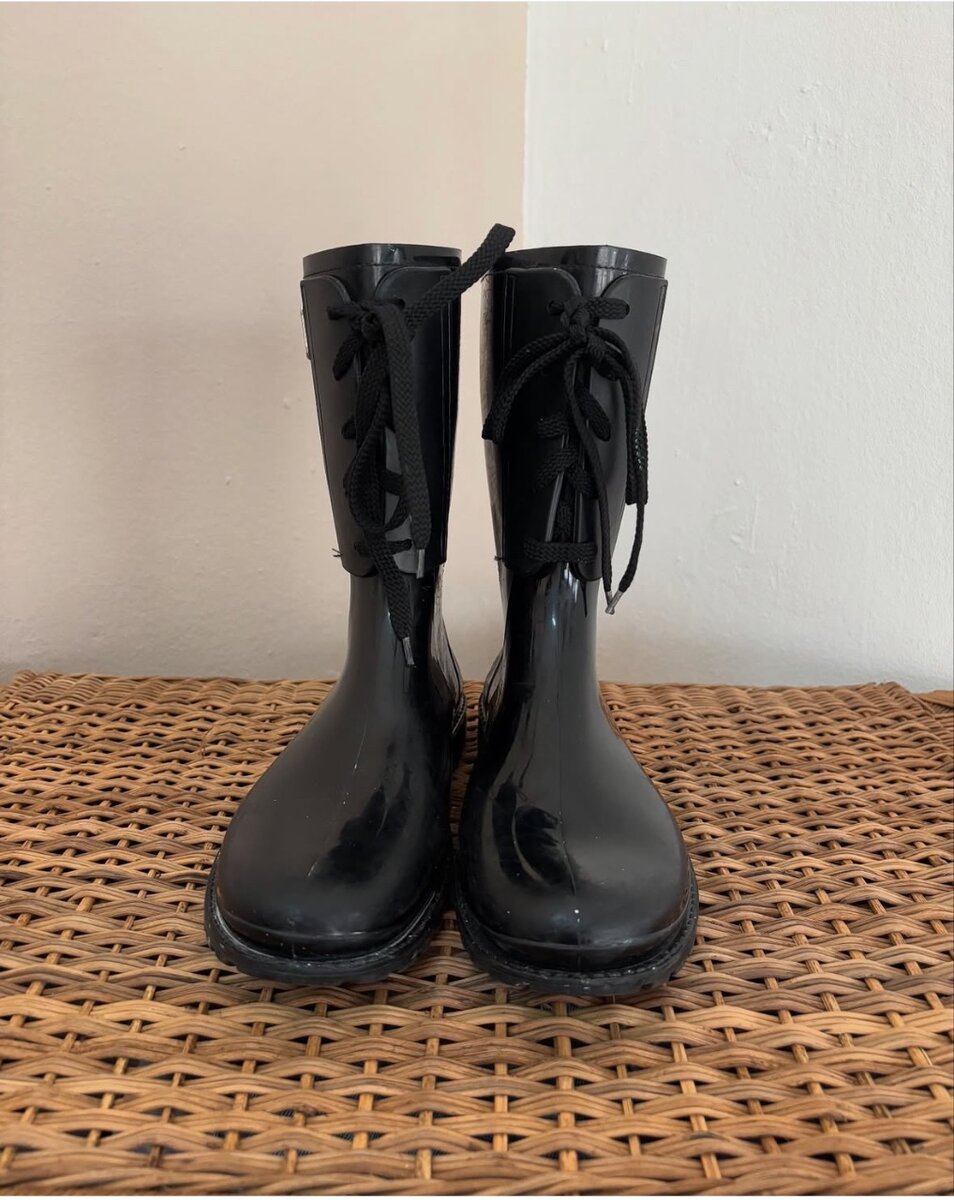Black rain boots