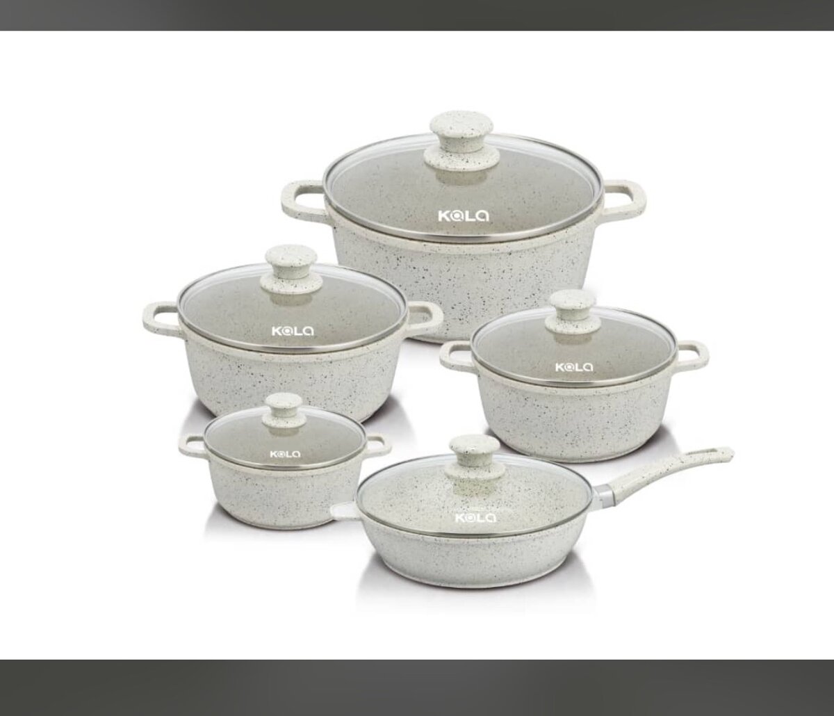 10pcs Kola Granite Nonstick cookware set Red,Black, Cream