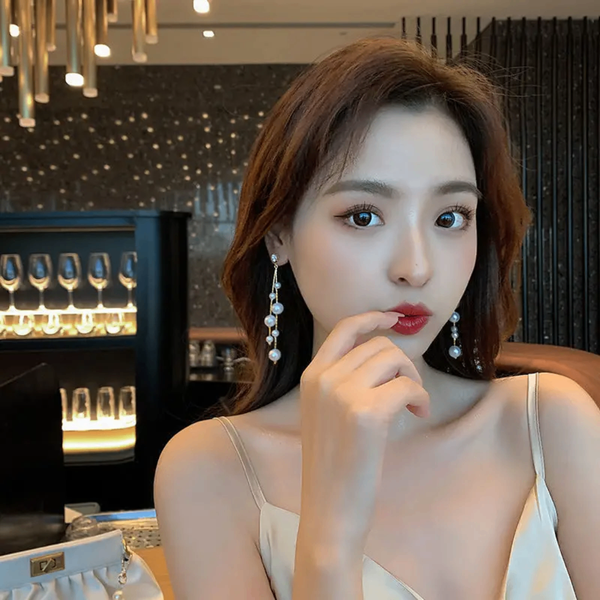 Boucles d'oreilles pendantes perles