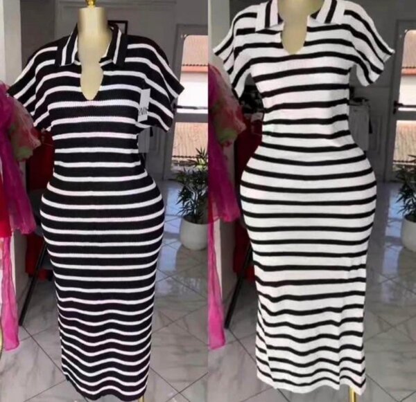Robe rayée ajustée femme