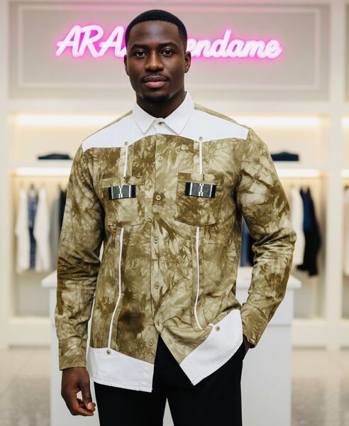 Chemise homme luxe dorée et blanche