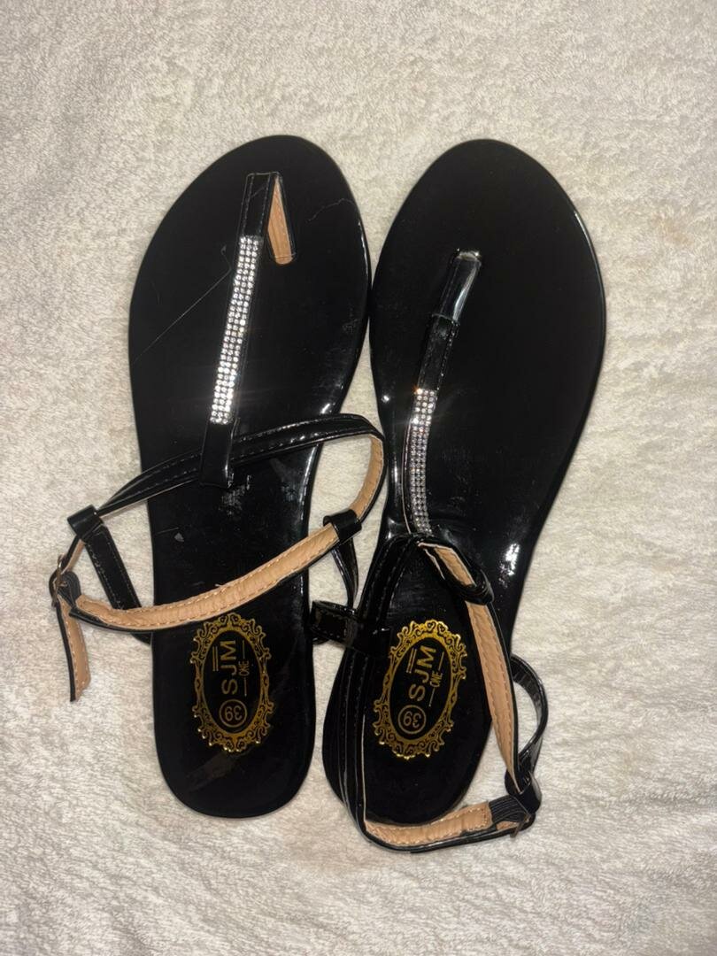 Sandales Noires Élégantes Strass