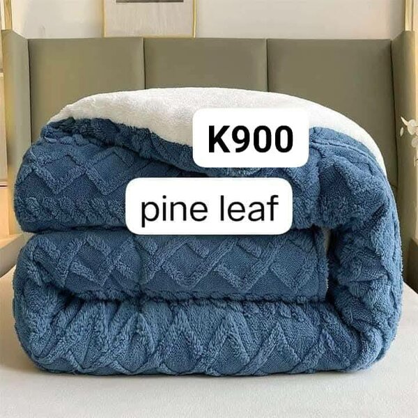 Bed linen set comforter 5 pcs Pine Leaf  dark blue