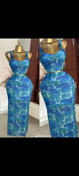 Robe longue bleue élégante