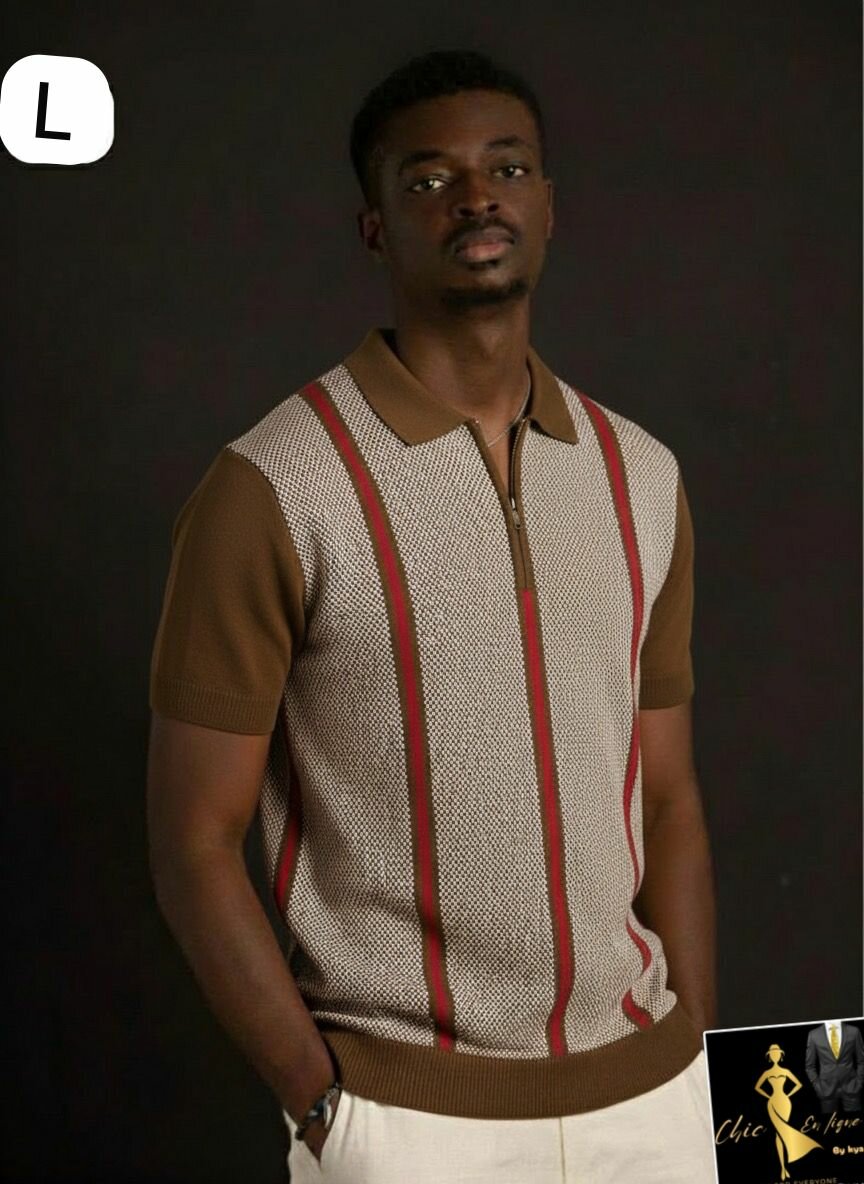 Polo en tricot rayé